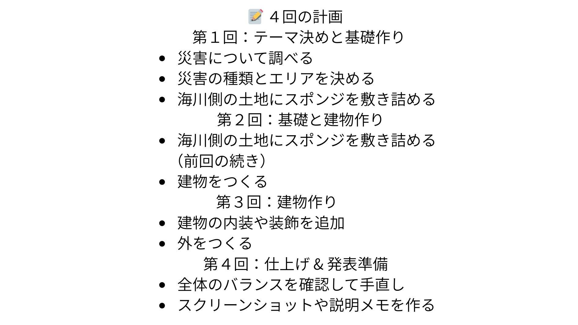 スケジュールや作っていく計画を立てましたか?