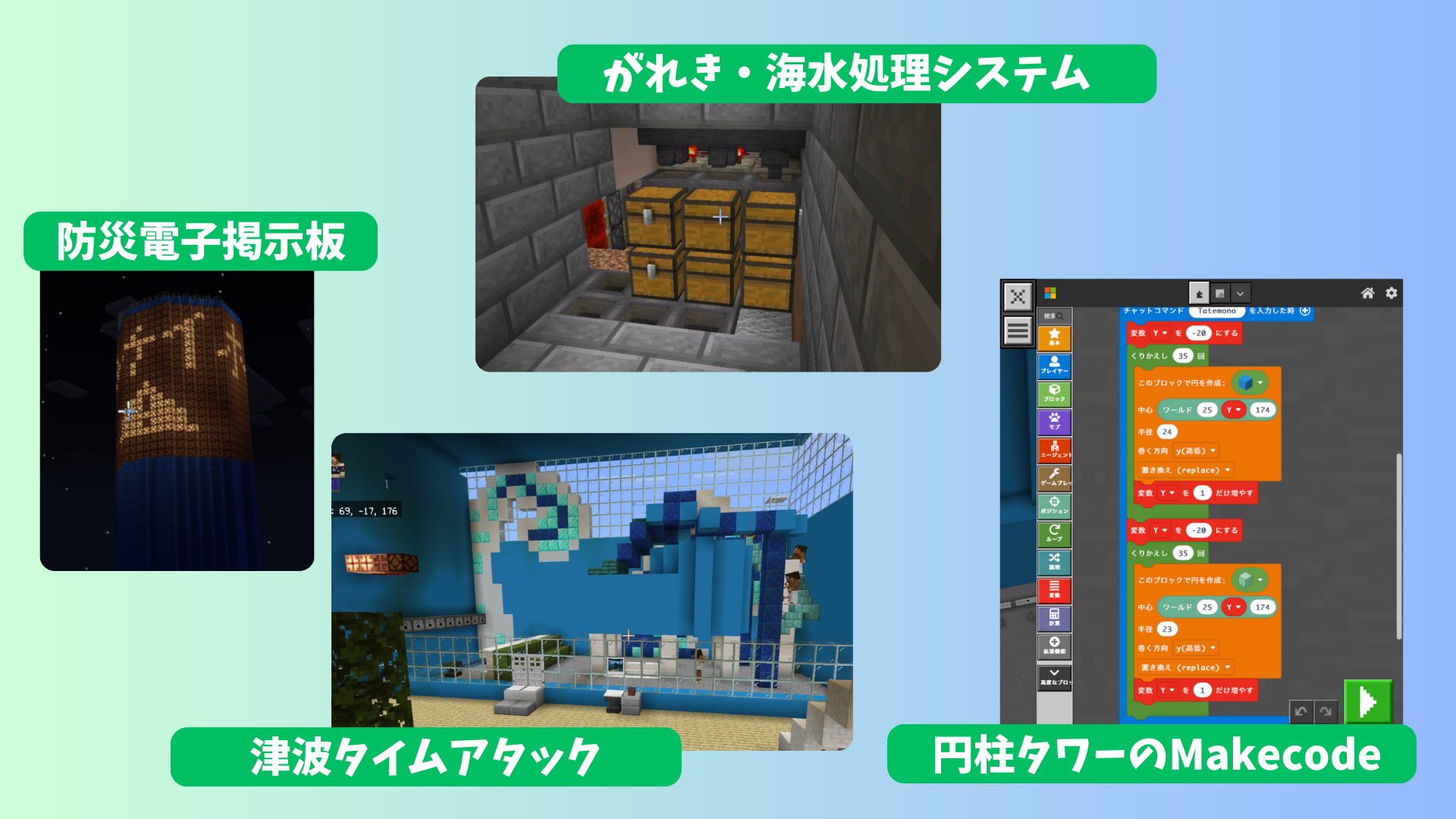 レッドストーン回路やMakeCodeなど、動きや仕組みや仕掛けに挑戦しましたか?